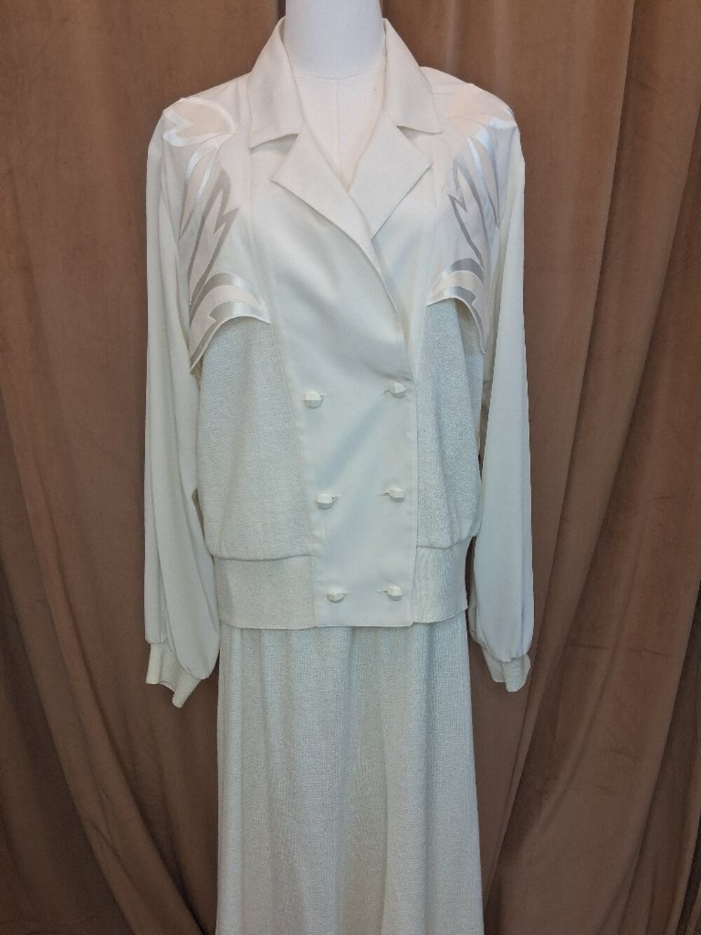 Philippe Marques Vintage Cream 2 Piece Skirt/Jacket Set Size L